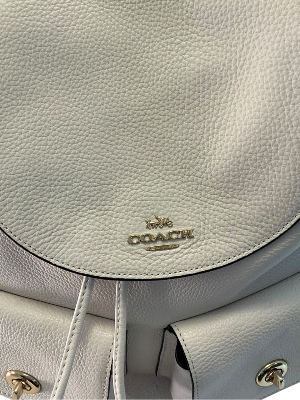 COACH Billie Backpack Pebbled Leather Chalk White Coach Bag Drawstring, Dust Bag - Picture 15 of 15